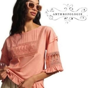XXS Anthropologie Tiny Cotton Sonoma Ruffled Top